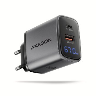 AXAGON Wall charger 67W, USB-A + USB-C, PD3.0/PPS/QC4+/SF | ACU-PQ67D