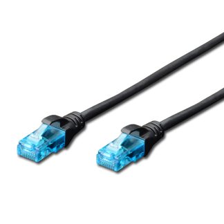 CAT 5e U-UTP | Patch cord | PVC AWG 26/7 | Boots with kink protection, strain relief and latch protection | Black | 3 m | Modular RJ45 (8/8) plug