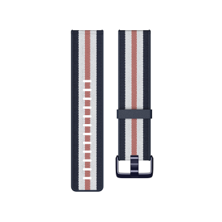 Fitbit | Versa-Lite Woven Hybrid Band, large, navy/pink | The Fitbit Versa woven hybrid band is made of polyester woven material on top and fluoroelastomer material on the bottom with an aluminium buckle. | The Fitbit Versa woven hybrid band is not water resistant.