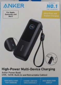 SALE OUT. | Anker Zolo Powerbank | A1695H11 | 25000 mAh | Built-In USB-C and Retractable Cable) | Grey | DEMO